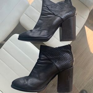 Black leather booties